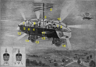 Illustration for article titled 1923 Envisions the Two-Wheeled Flying Car of 1973